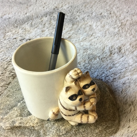 Other - Raccoon mirror image cup for pencils/makeup brush